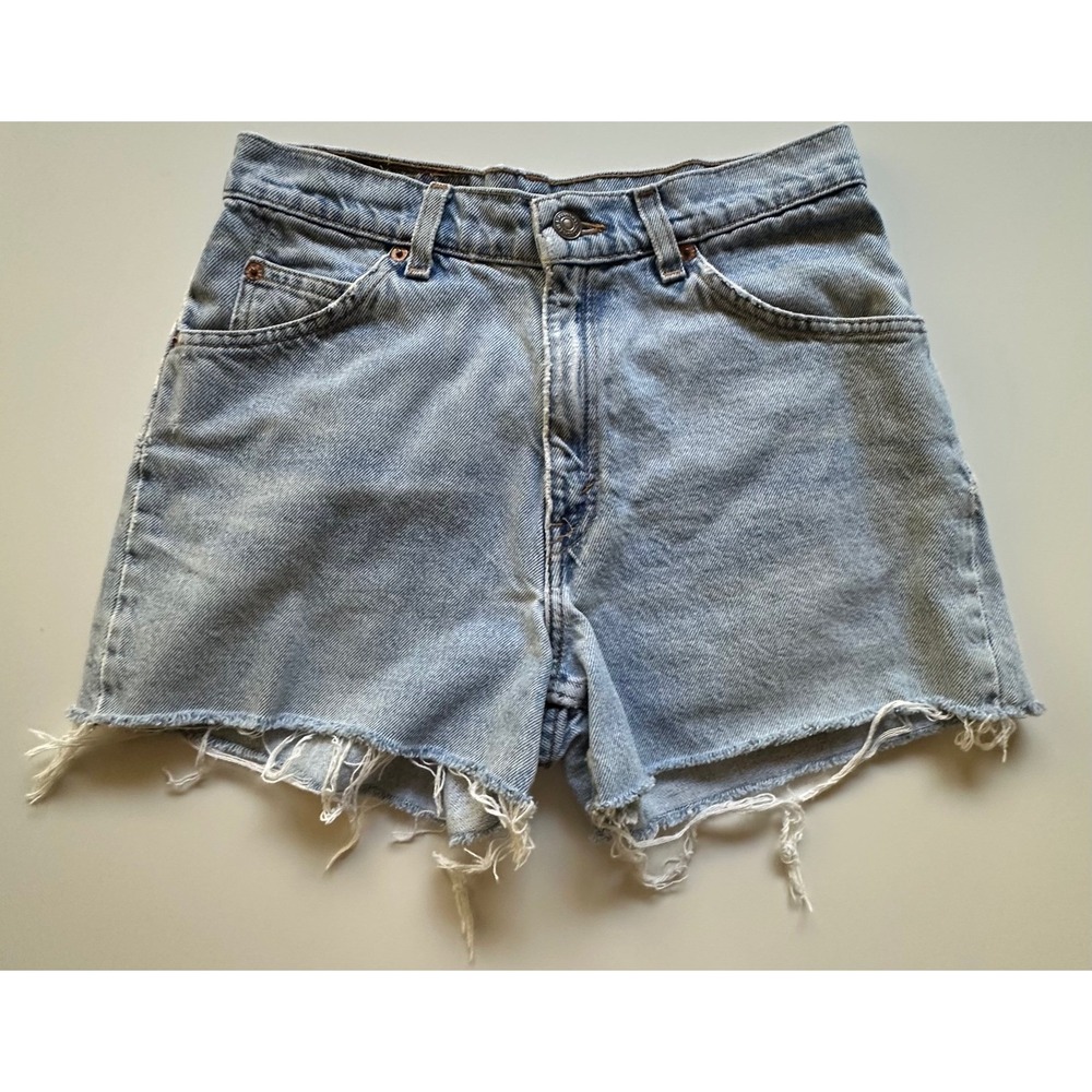 VTG Levis 950 Orange Tab Light Wash Denim Cutoff Shorts Womens Size 7 27 Waist